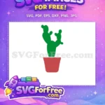 Free Green Prickly Cactus Free Red Pot Miscellaneous Free SVG - Instant Download
