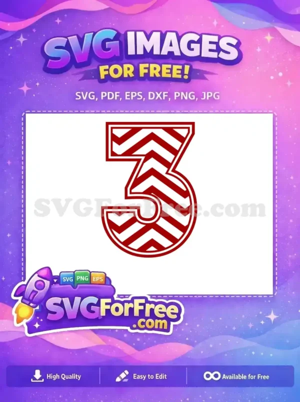 Free Number Three Red Chevron Free Cut Design Free SVG Free Number Three Red Chevron Free Cut Design Free SVG