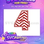 Free Number Four Zigzag Free Burgundy Pattern Cutout Miscellaneous Free SVG - Instant Download