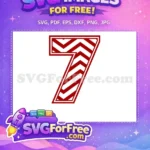 Free Number Seven Chevron Free Red White Pattern Free SVG - Instant Download