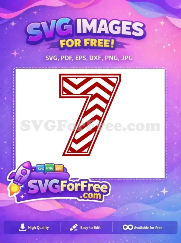 Free Number Seven Chevron Free Red White Pattern Free SVG