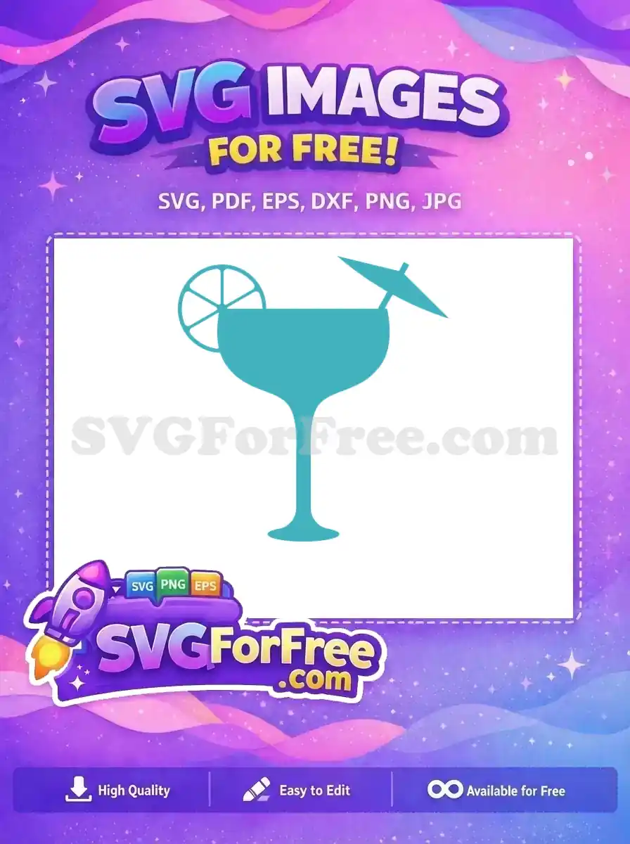 Free Turquoise Cocktail Drink Free with Umbrella Summer Free SVG