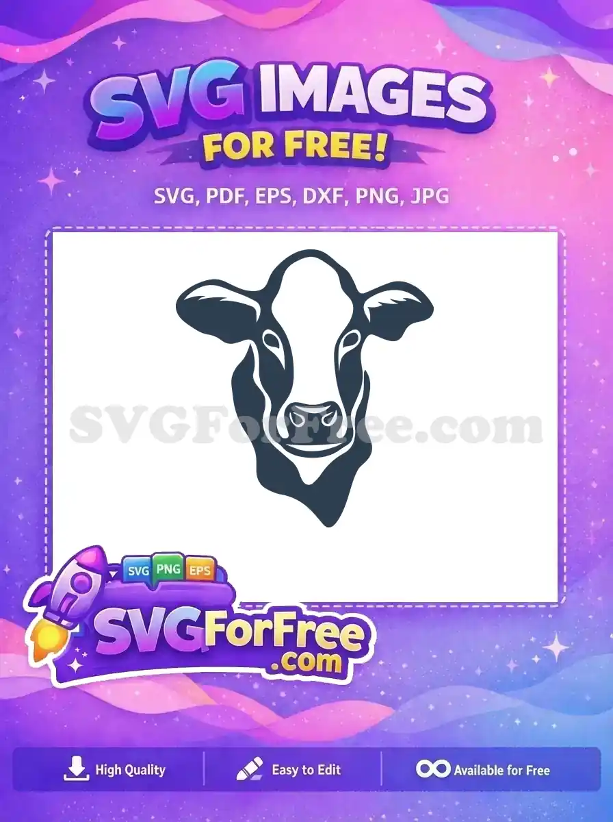 Free Dark Blue Cow Face Free Farm Animal Miscellaneous Free SVG