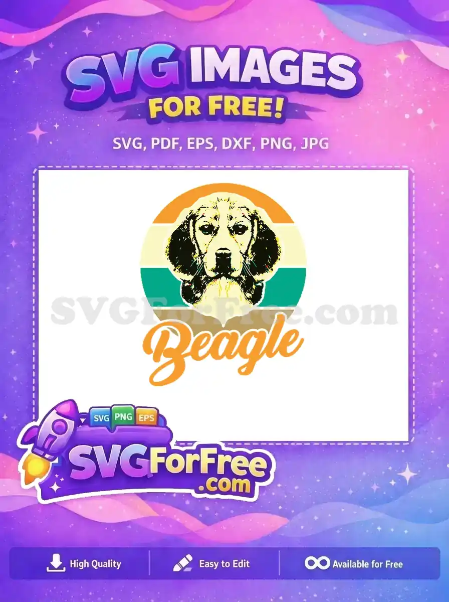 Free Beagle Dog Portrait Free Retro Sunset Mix Monogram Free SVG