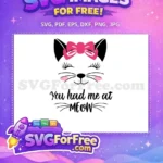 Free Eyelash Kitty Free Pink Bow Meow Free SVG - Instant Download
