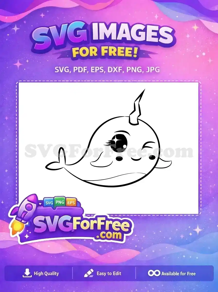Free Winking Narwhal Free Eyelash Mix Monogram Free SVG