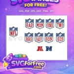 Free Dad Mom Bro Baby Free NFL Mix Monogram Free SVG - Instant Download