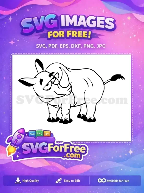 Free Cartoon Rhino Grumpy Free Mix Monogram Free SVG