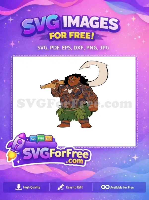 Free Smiling Maui Free Hook Detail Moana Free SVG
