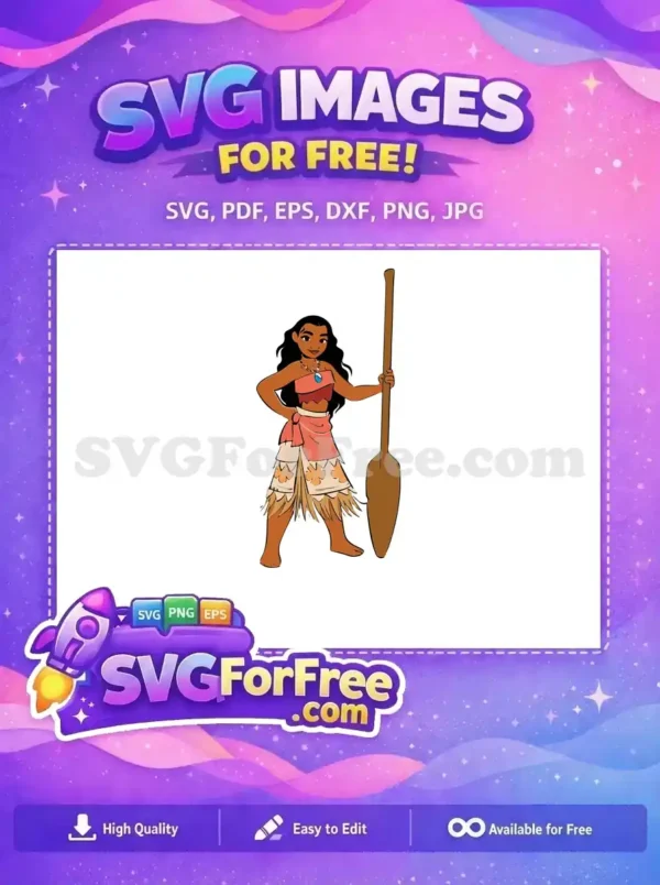 Free Smiling Moana Free Paddle Accessory Moana Free SVG