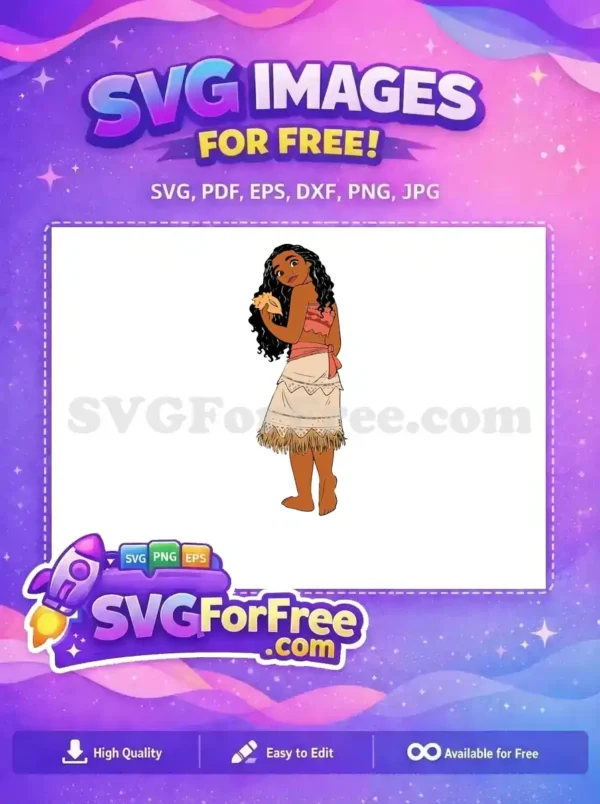 Free Curly Hair Free Holding Shell Moana Disney Free SVG