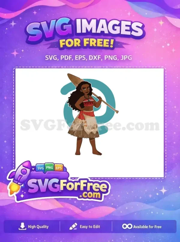 Free Smiling Moana Free Holding Oar Moana Free SVG