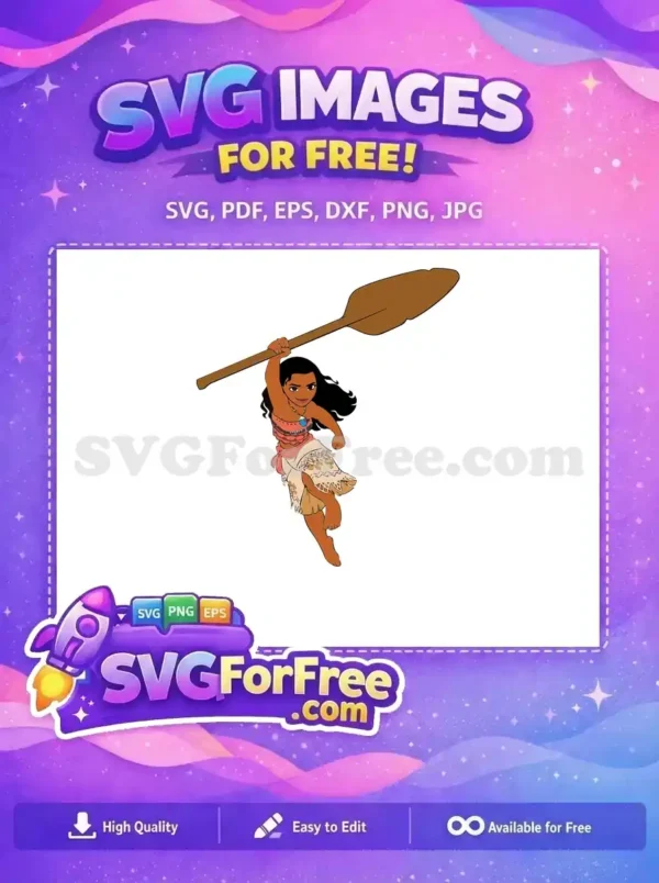 Free Determined Moana Paddle Free Ocean Adventure Pose Free SVG