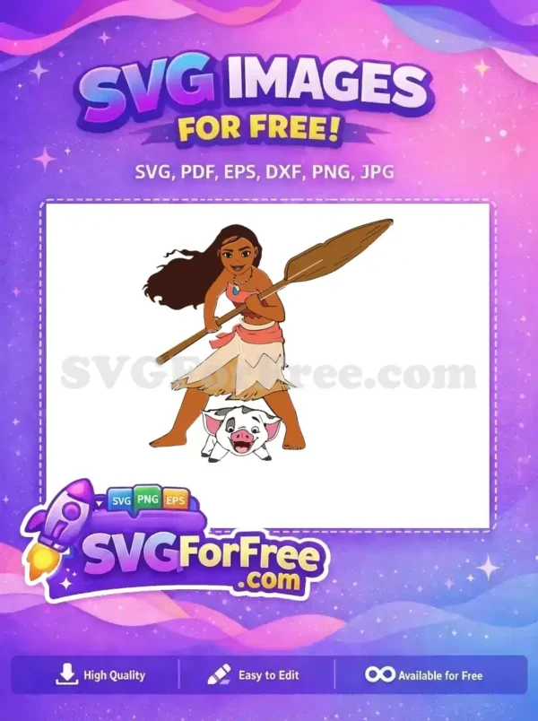 Free Smiling Moana Free Pua Pig Disney Free SVG