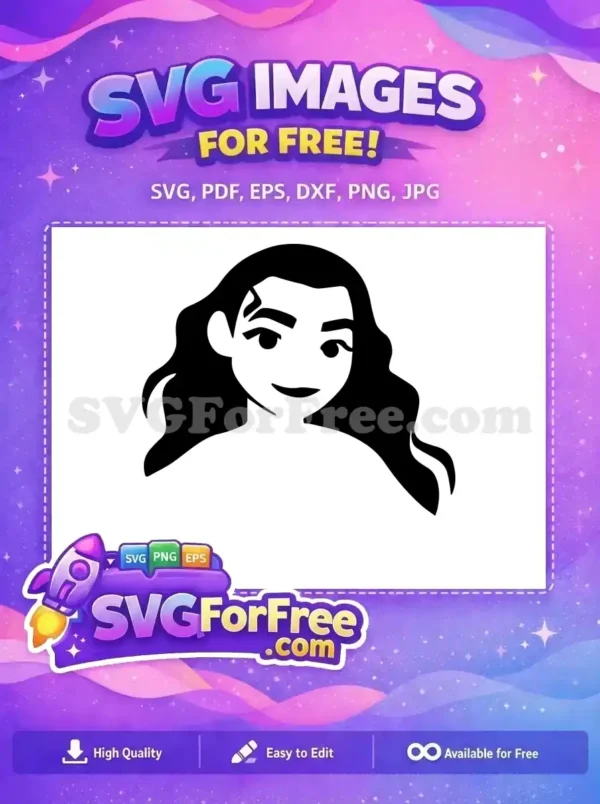Free Black Hair Free Smiling Moana Face Free SVG
