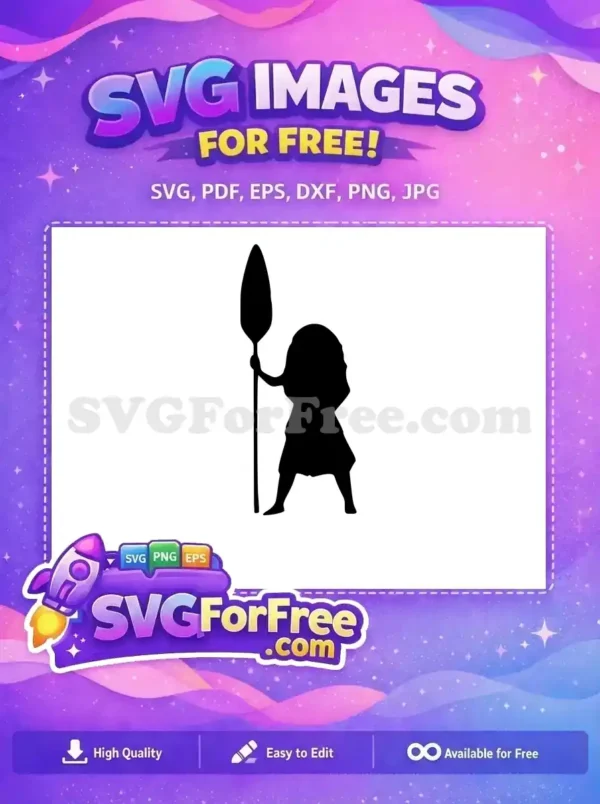 Free Silhouette Spear Free Young Moana Character Moana Free SVG