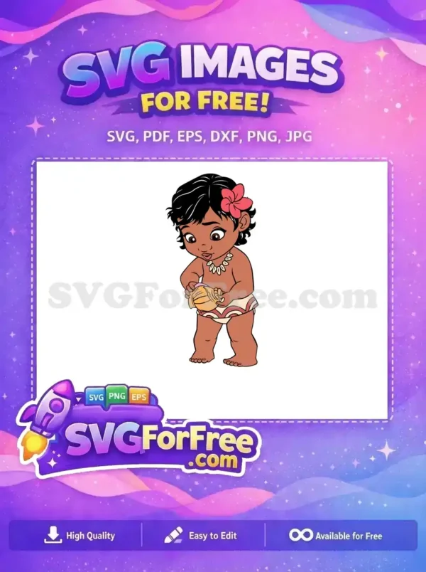 Free Smiling Toddler Free Flower Shell Moana Free SVG