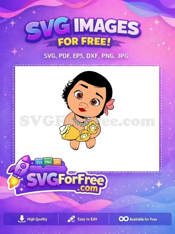 Free Smiling Baby Free Moana Holding Flowers Movie Free SVG