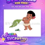 Free Happy Smiling Moana With Turtle Free and Leaf Moana Free SVG - Instant Download
