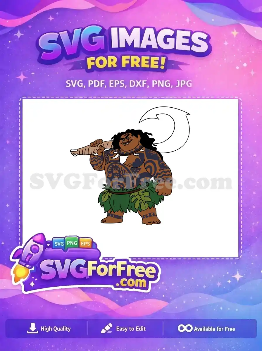 Free Smiling Maui Free Tattooed Demigod Moana Free SVG