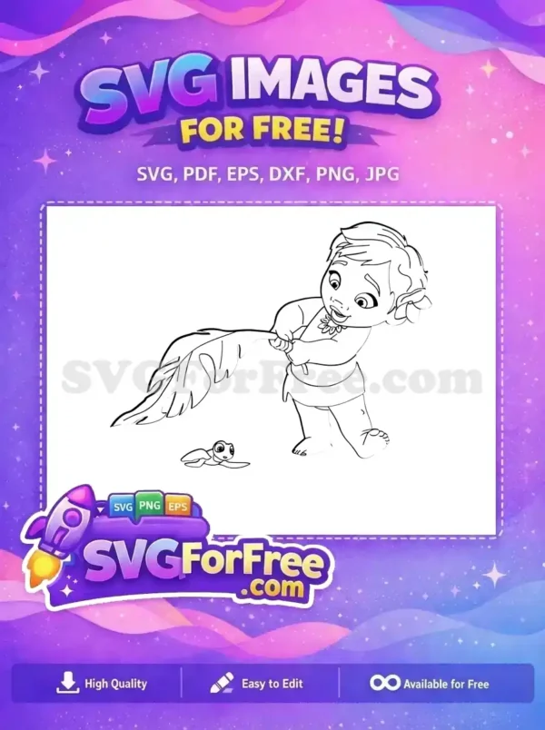 Free Happy Baby Moana Free Turtle Friend Moana Free SVG