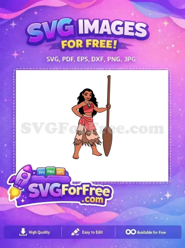 Free Smiling Moana Free Paddle Holding Moana Movie Free SVG