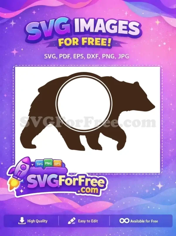 Free Brown Bear Silhouette Free Circle Frame Mom Free SVG