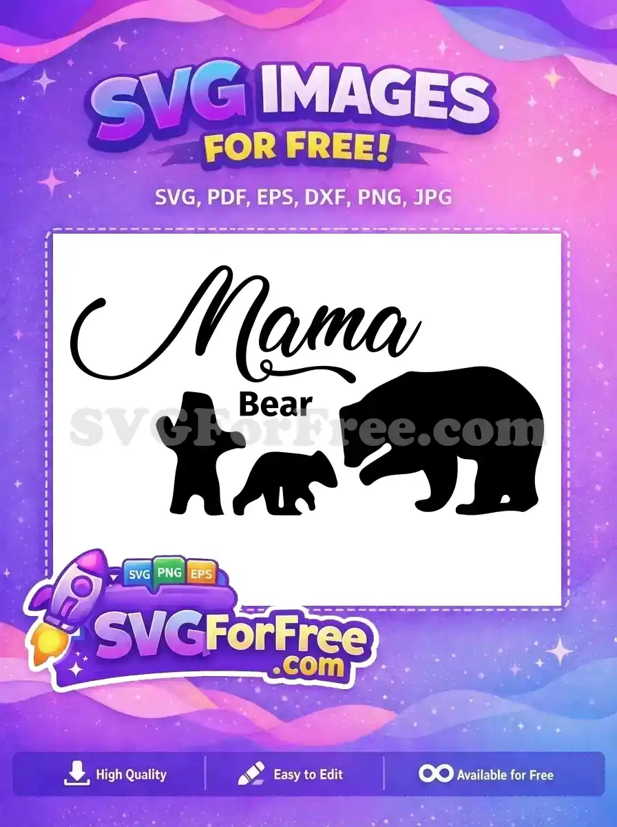 Free Mama Bear Free Cub Silhouette Family Free SVG 3