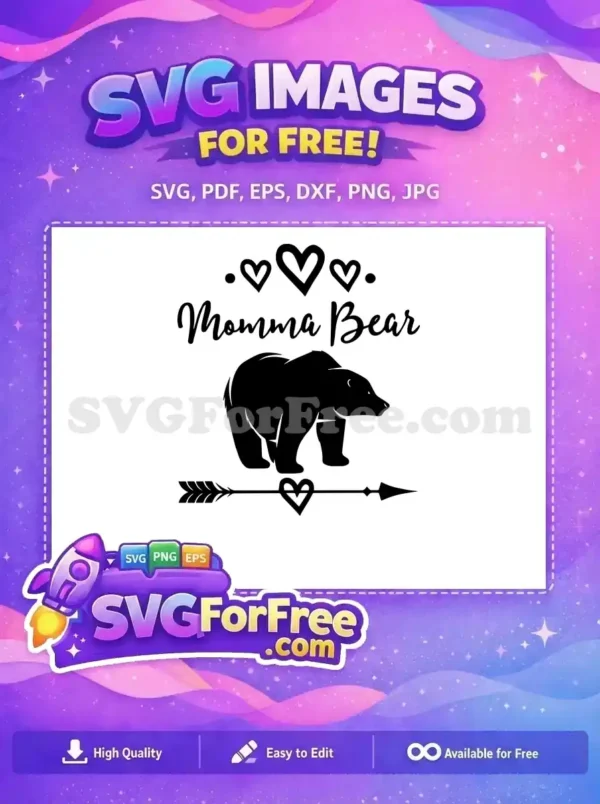 Free Momma Bear Heart Arrow Free Mom Quotes Silhouette Free SVG