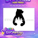 Free Silhouette Bear Free Pine Trees Mountain Free SVG - Instant Download