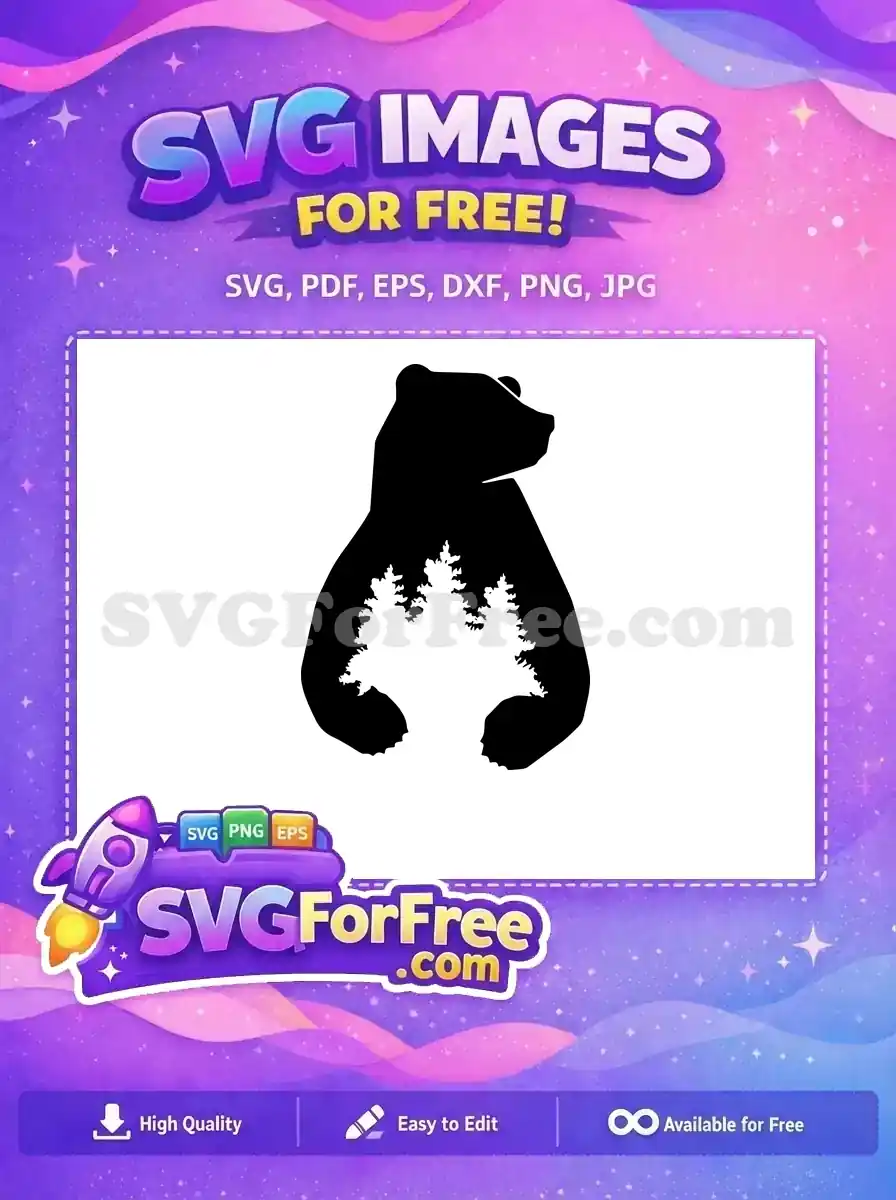 Free Silhouette Bear Free Pine Trees Mountain Free SVG