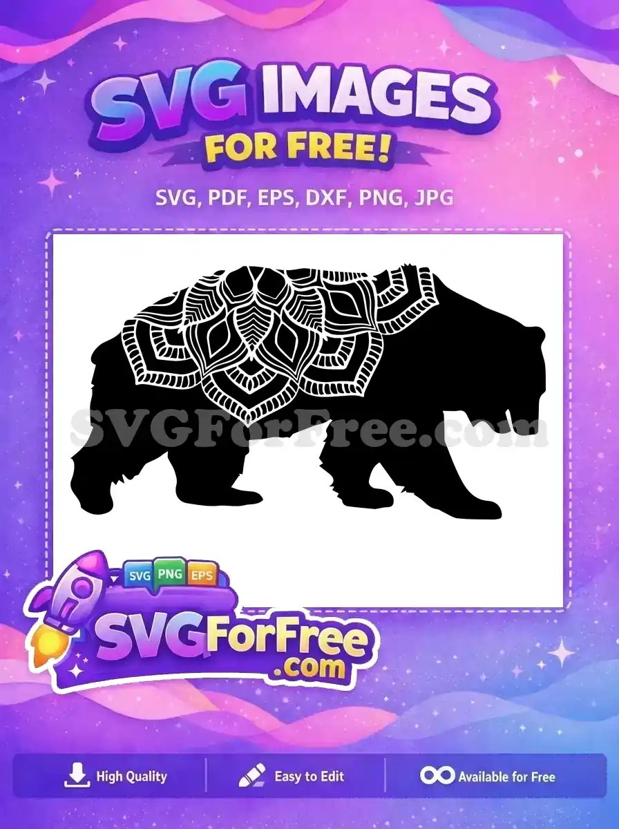 Free Mandala Design Free Bear Silhouette Mom Quotes Free SVG