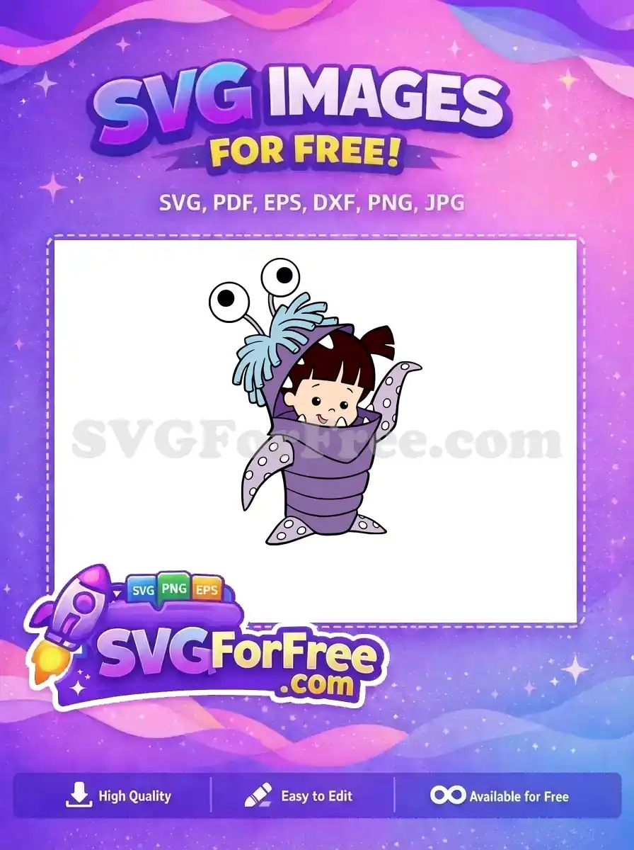 Free Smiling Boo Monster Costume Free Purple Polka Monsters Inc Free SVG