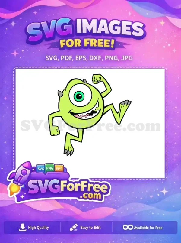 Free Green Monster Mike Wazowski Free Cheerful Pose Monsters Inc Free SVG