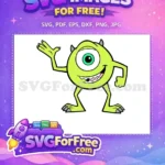 Free Waving Mike Wazowski Free Smiling Expression Monsters Inc Free SVG - Instant Download