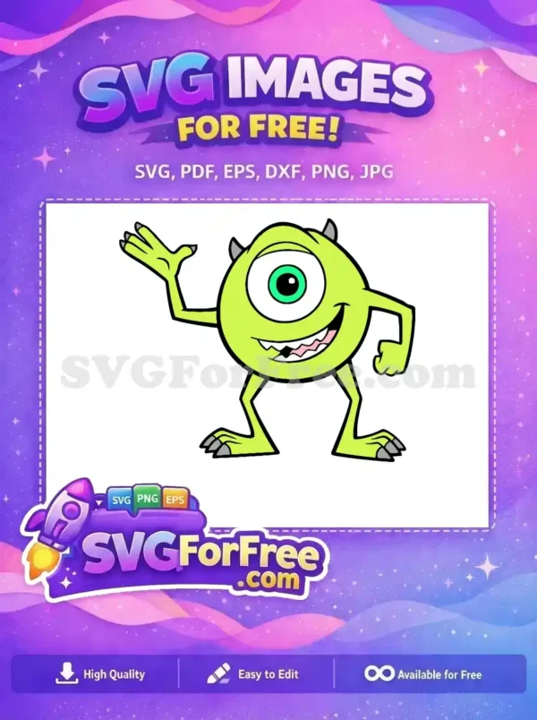 Free Waving Mike Wazowski Free Smiling Expression Monsters Inc Free SVG