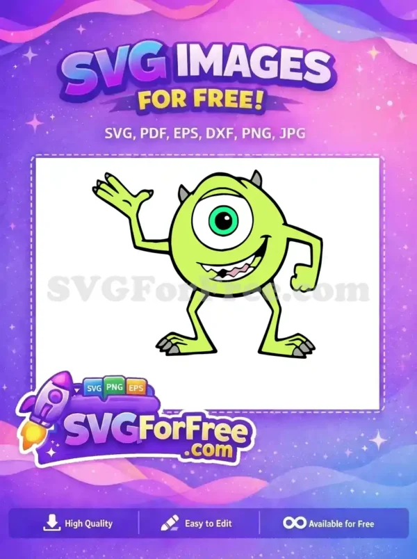 Free Waving Mike Wazowski Free Smiling Monsters Inc Free SVG