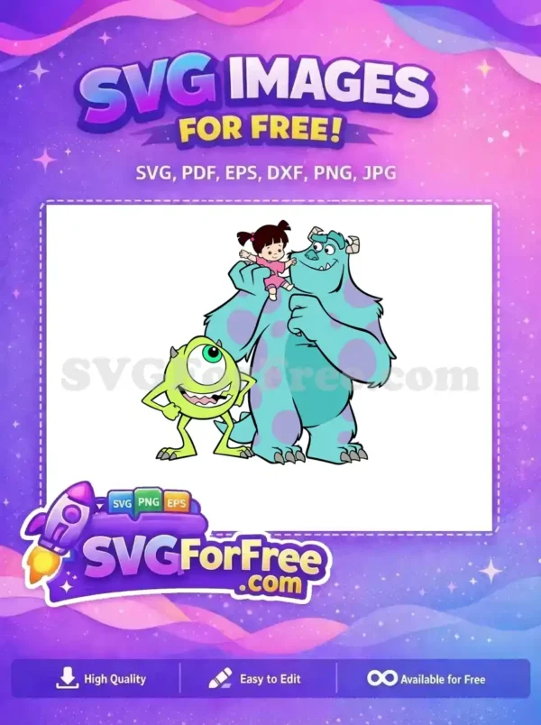Free Smiling Mike Wazowski Free Boo Hugging Sully Monsters Inc Free SVG