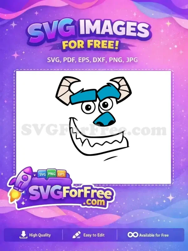 Free Sully Face Free Blue Eyebrows Monsters Inc Free SVG
