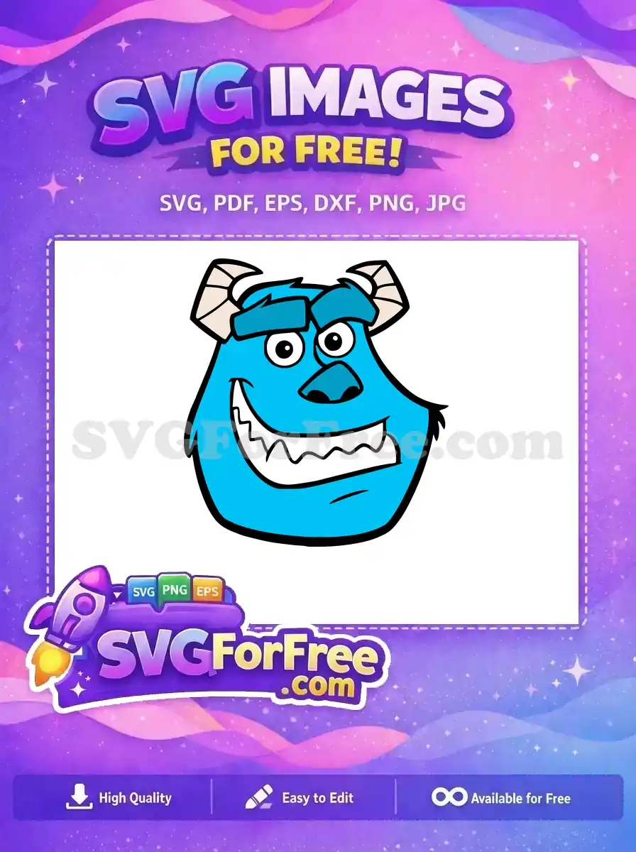 Free Smiling Sully Face Free Monsters Inc Movie Free SVG
