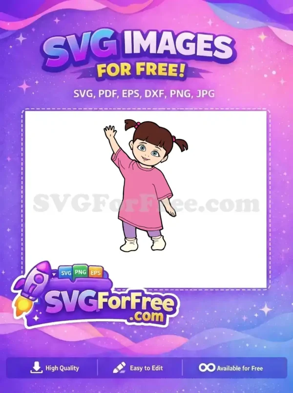 Free Waving Boo Free Pink Shirt Monsters Inc Free SVG