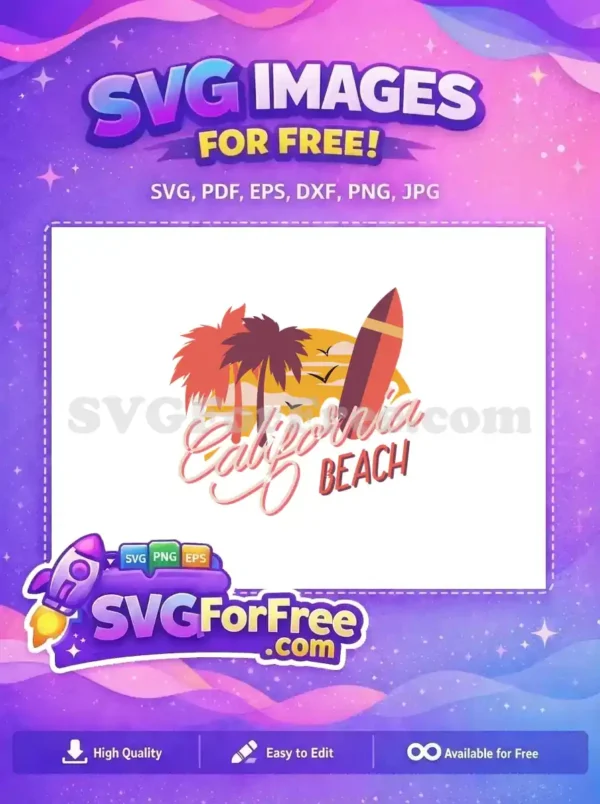 Free Palm Trees Free Surfboard California Beach Free SVG Free Palm Trees Free Surfboard California Beach Free SVG
