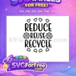 Free Reduce Reuse Recycle Hearts Free Motivation Quotes Free SVG - Instant Download