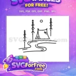 Free Tent and Trees Free Minimalist Line Art Camping Free SVG - Instant Download