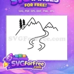 Free Pine Trees Free Mountain River Landscape Free SVG - Instant Download