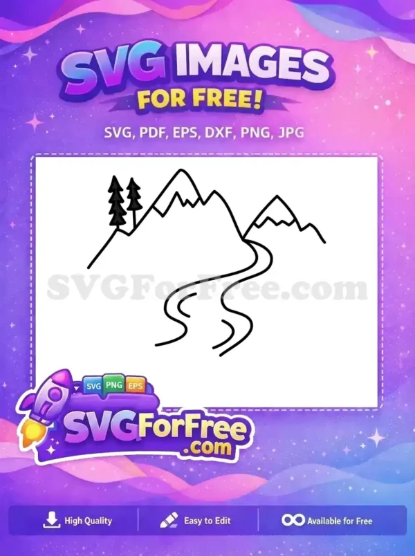 Free Pine Trees Free Mountain River Landscape Free SVG