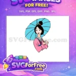 Free Smiling Mulan Free Parasol Holding Mulan Free SVG - Instant Download