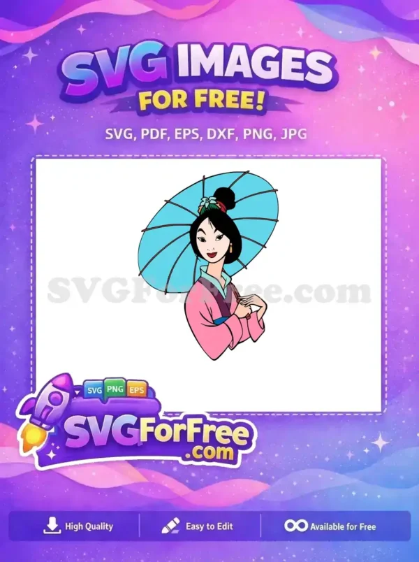 Free Smiling Mulan Free Parasol Holding Mulan Free SVG Free Smiling Mulan Free Parasol Holding Mulan Free SVG