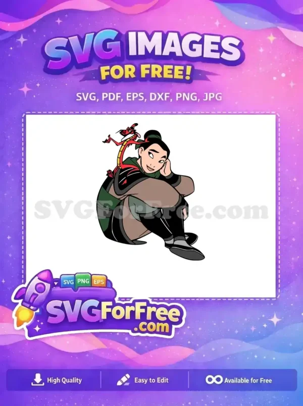 Free Smiling Mulan Mushu Free Relaxing Pose Mulan Free SVG