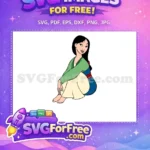 Free Sitting Smiling Mulan Free Green Outfit Mulan Free SVG - Instant Download